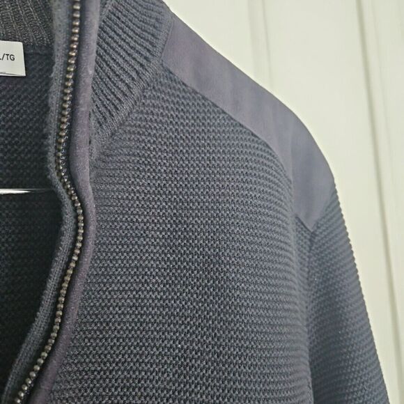 Calvin Klein 1/4 Zip Mens Navy Faux Suede Accents Pullover Cotton Blend XL Prep - Picture 3 of 10